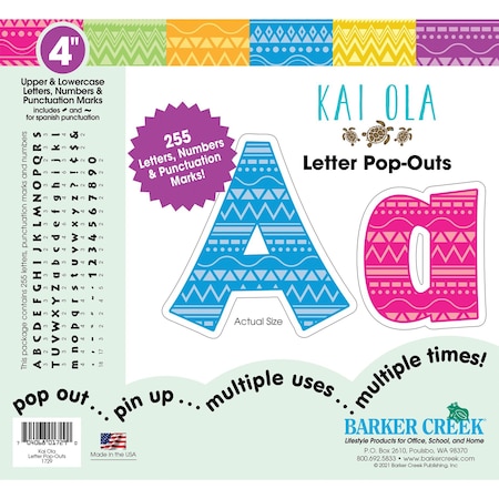 Barker Creek Kai Ola 4" Letter Pop-Outs, 255 Characters/Set 1729